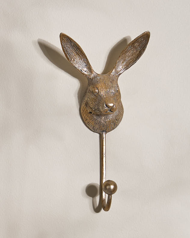 Brass Effect Metal Hare Wall Hook