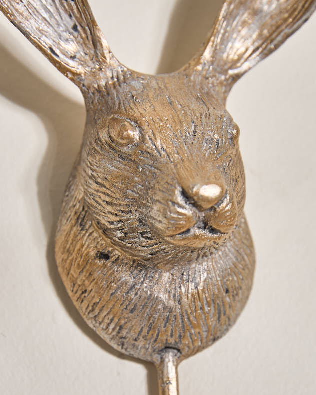 Brass Effect Metal Hare Wall Hook