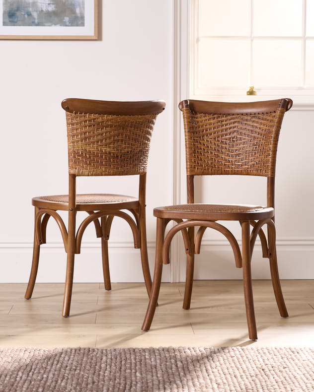 Set of 2 Thonet Wicker Dining Chairs