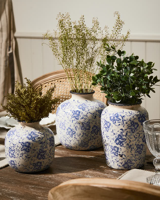 Milburn Blue Floral Round Vase