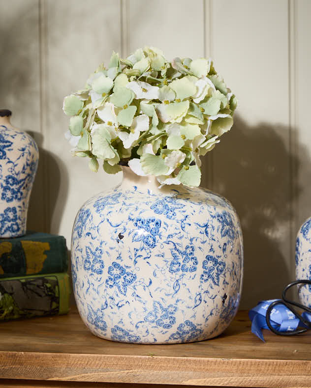 Milburn Blue Floral Round Vase