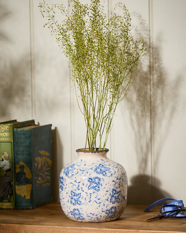 Milburn Blue Floral Round Vase