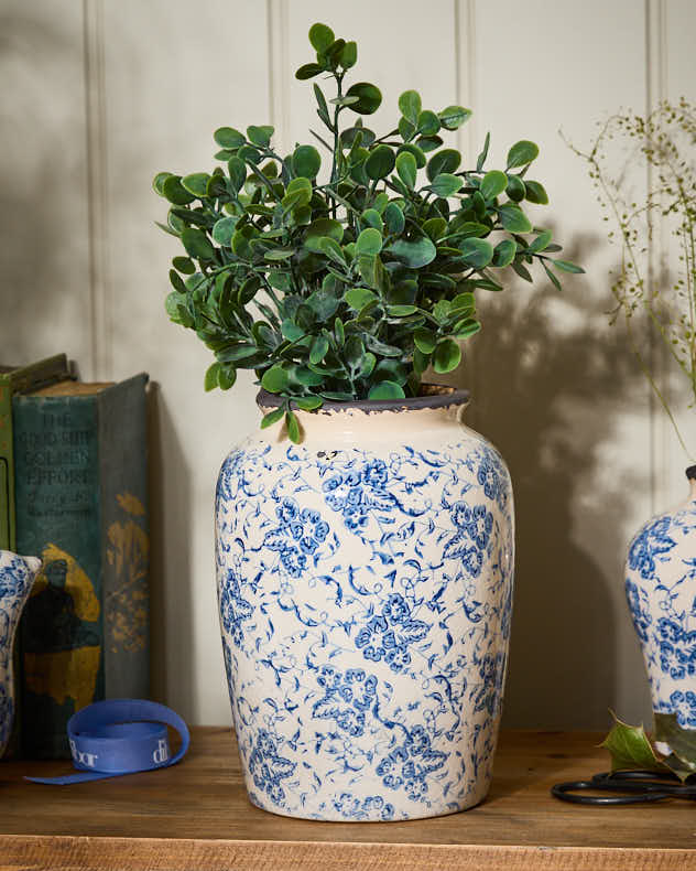 Milburn Blue Floral Round Vase