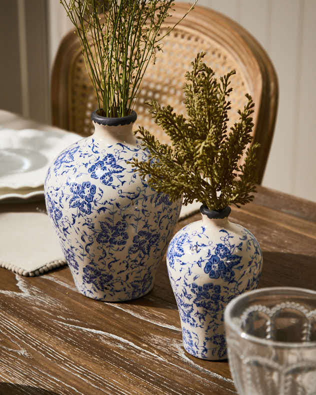 Milburn Blue Floral Stem Vase