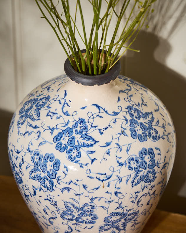 Milburn Blue Floral Stem Vase