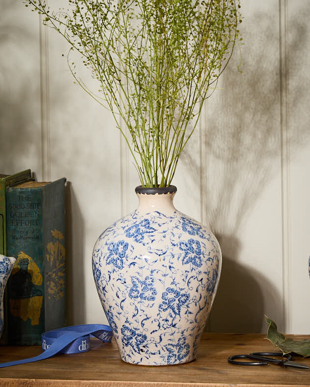 Milburn Blue Floral Stem Vase