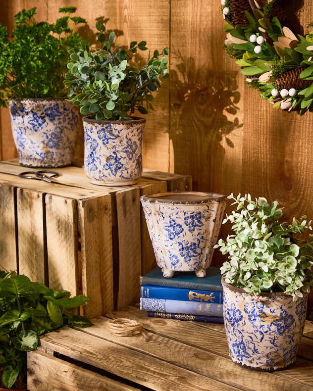 Milburn Blue Floral Plant Pots