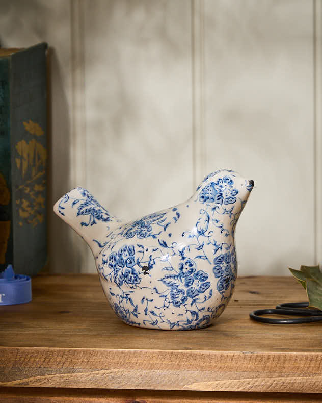 Milburn Blue Floral Bird Ornament