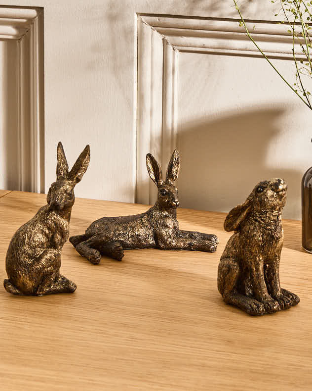 Set of 3 Mini Hare Ornaments