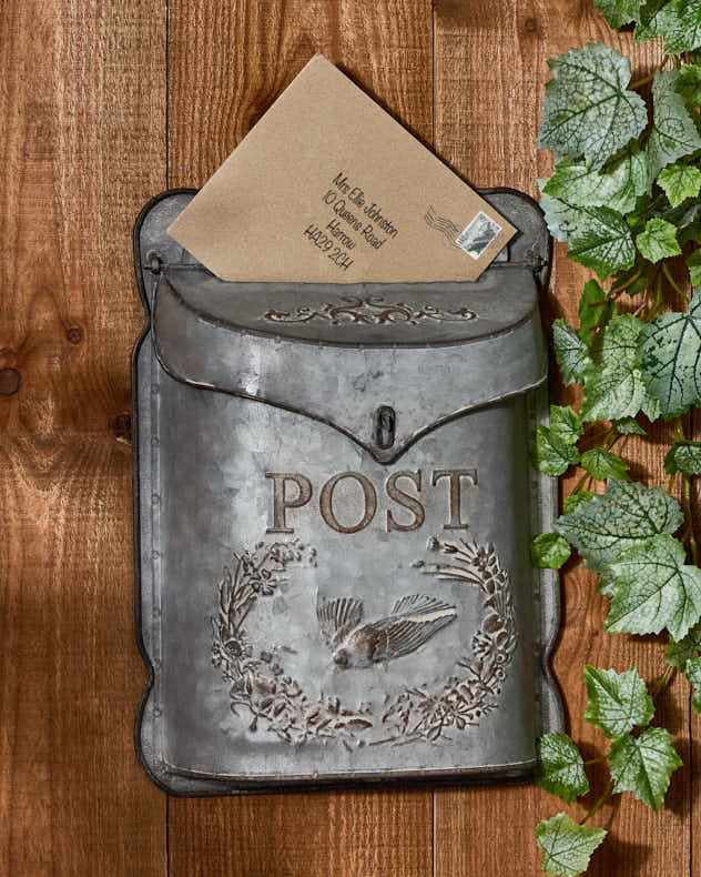 Garden Accessories Gray - Distressed Effect Post Box