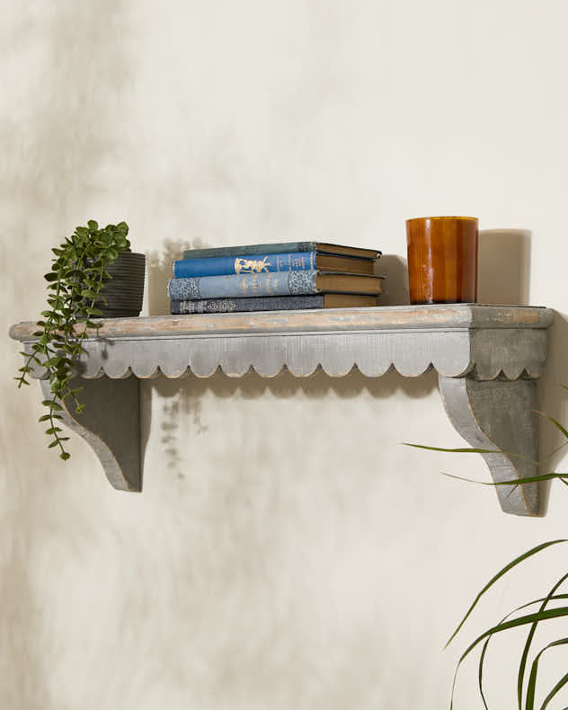 Grey Carved Wall Shelf