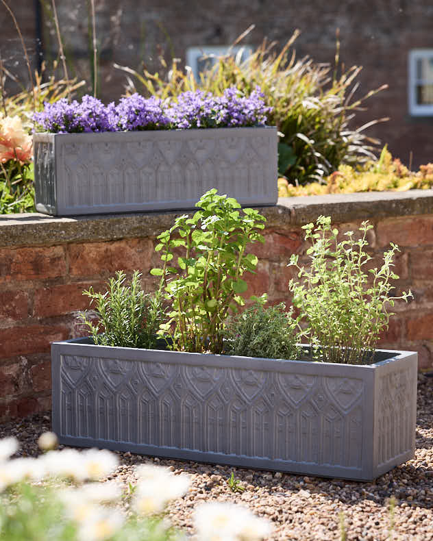 Chartres Grey Gothic Arch Planter Collection