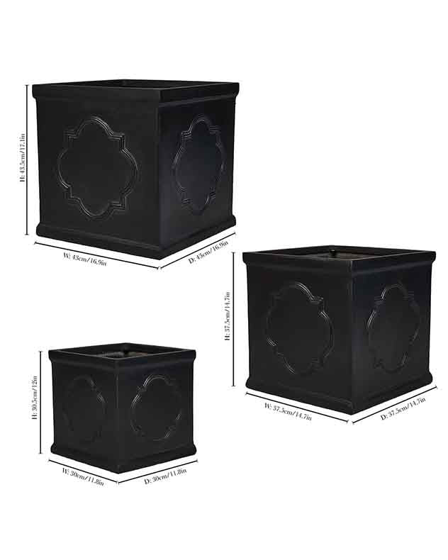 Monviso Black Embossed Planter Collection