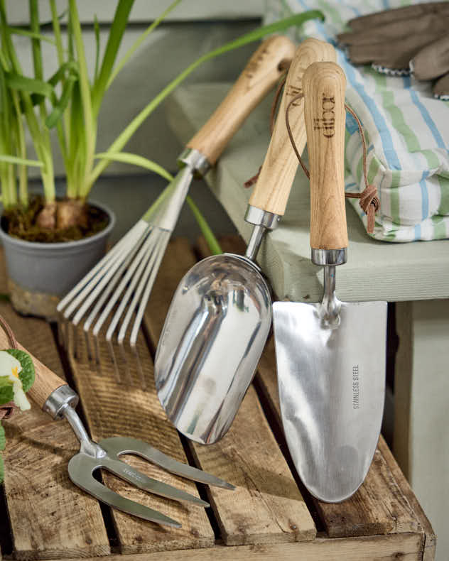 Trowel Natural &amp; Silver Ashwood &amp; Stainless Steel &amp; Leather Cord Garden Accessories - Wooden Handled Garden Tools