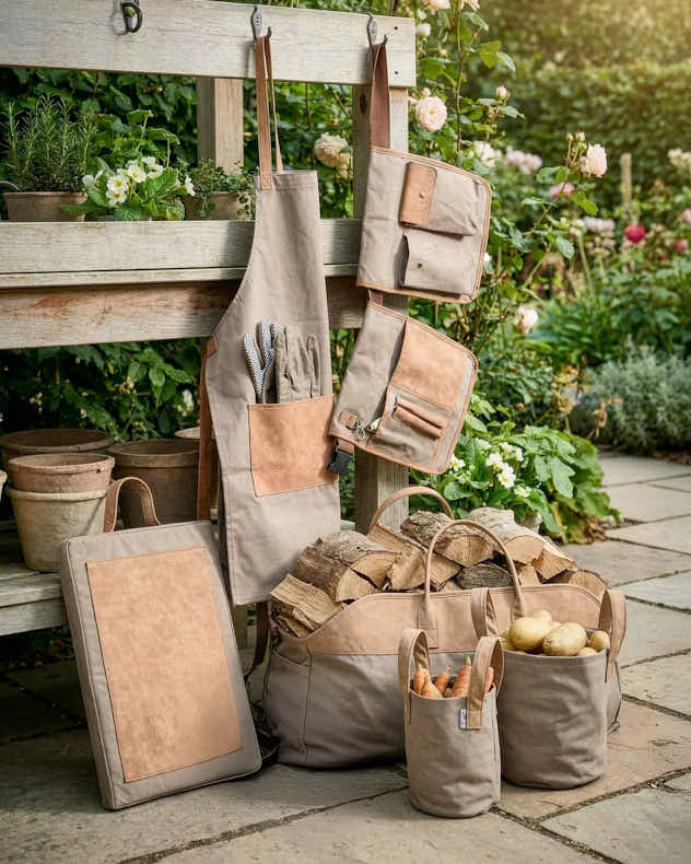 Kneeling Pad Green & Brown Canvas & PU Garden Accessories - Khaki Gardening Accessories Gift Collection