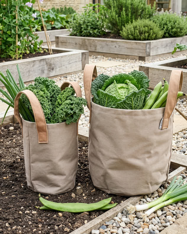 Set of 2 Khaki Garden Storage Bags