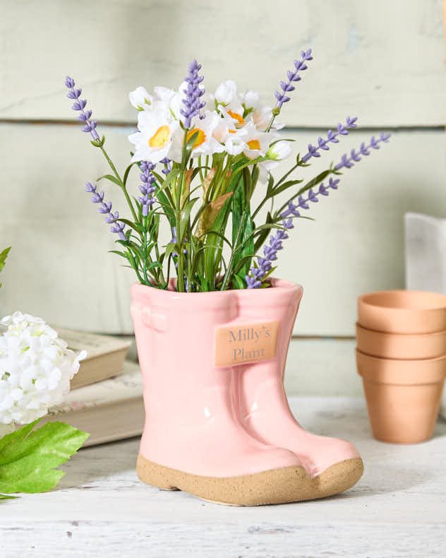 Personalised Small Pink Welly Planter