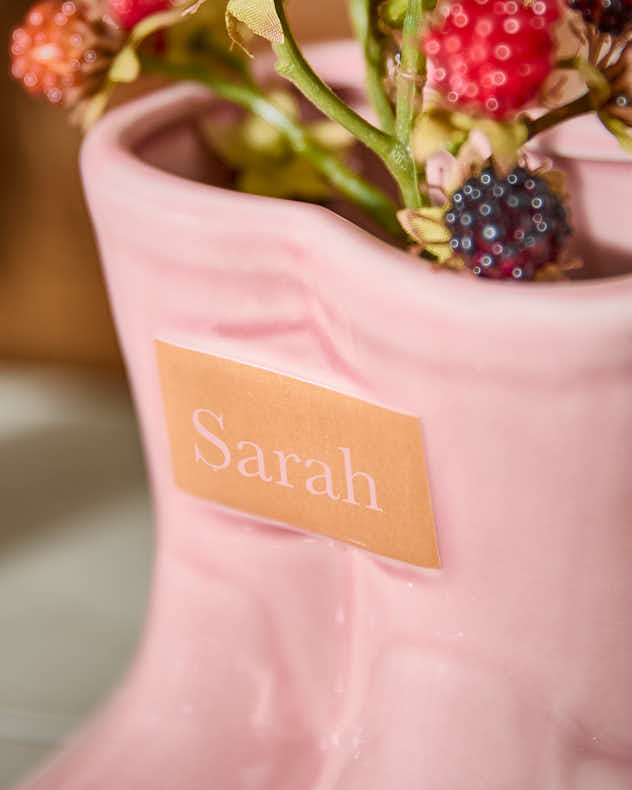 Petite jardinière Welly rose personnalisée