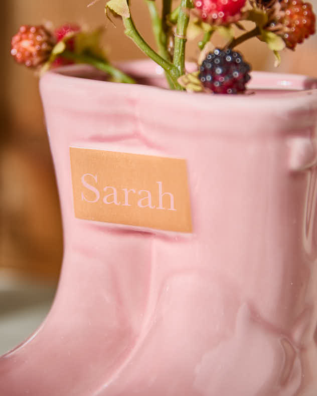 Petite jardinière Welly rose personnalisée