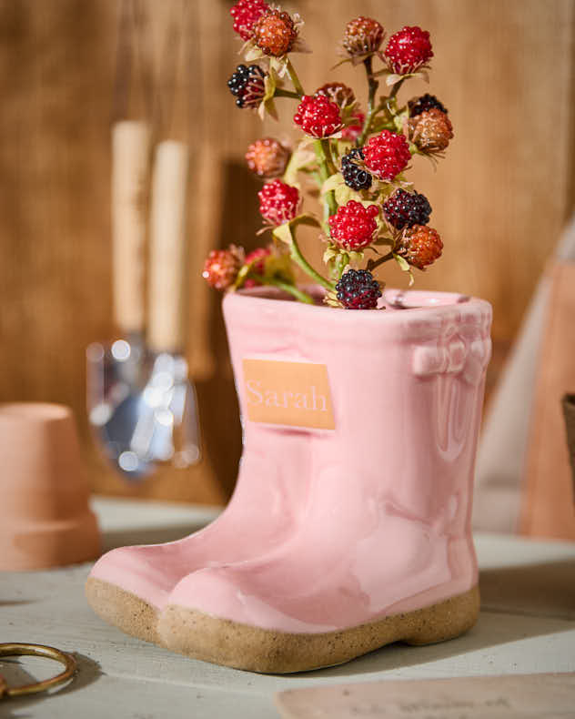 Petite jardinière Welly rose personnalisée