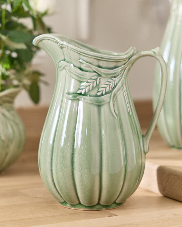 Green Ceramic Vases - Kineton Sage Green Pitcher Jug Vase