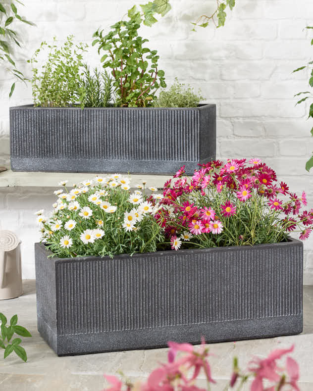 Collection de jardinières côtelées Charcoal Dusk