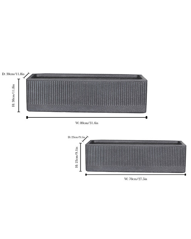 Pots &amp; Planters - Charcoal Dusk Rib Planter Set of 2