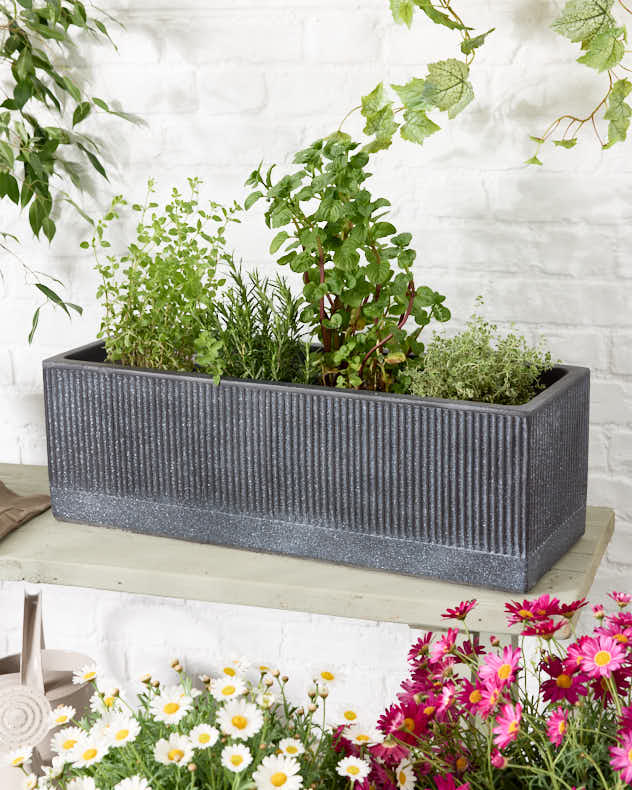 Collection de jardinières côtelées Charcoal Dusk