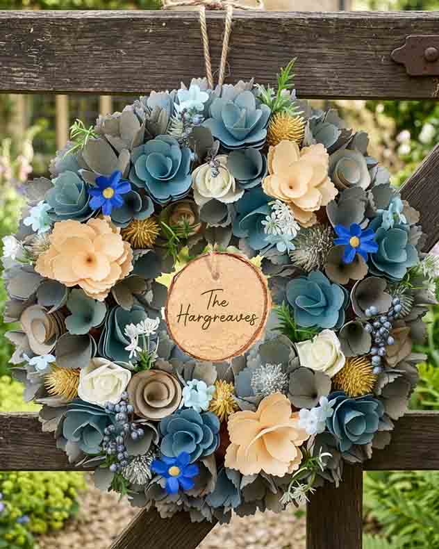 Personalised Ashbourne Floral Wreath