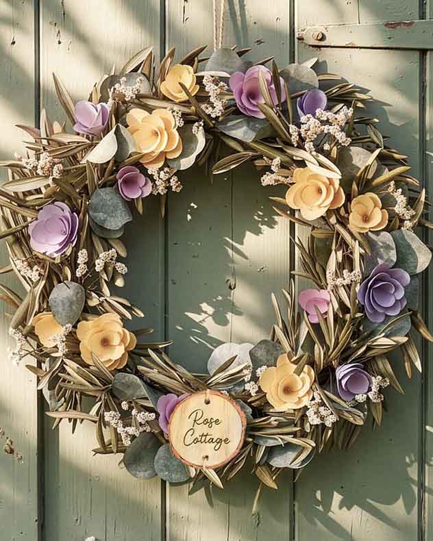 Personalised Litton Pastel Floral Wreath