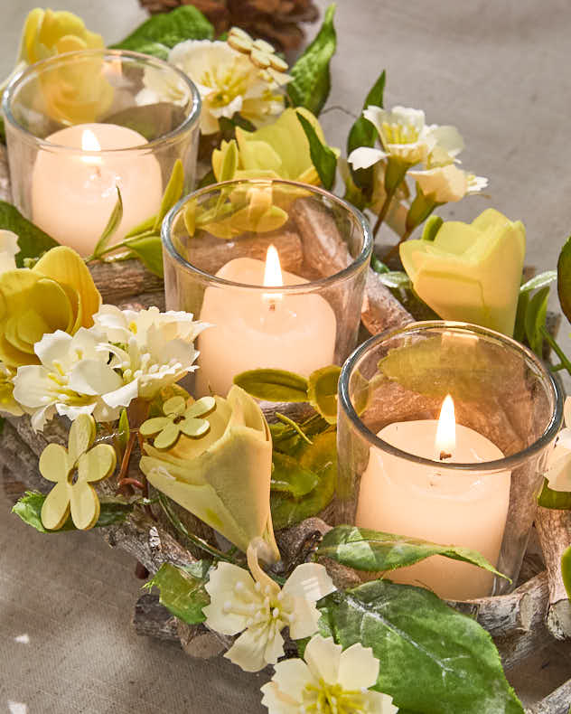 Bougeoir floral triple aubépine