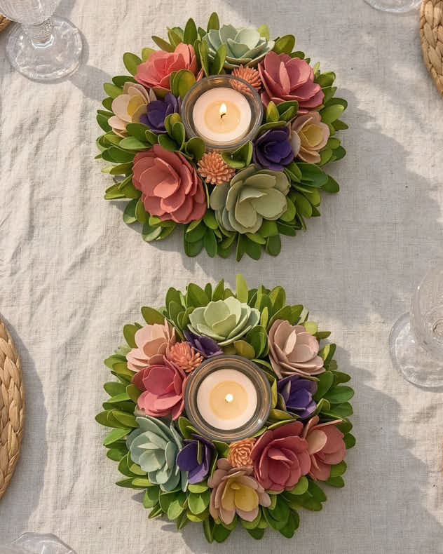 Candle Holders - S/2 Camerton Floral Candle Holders
