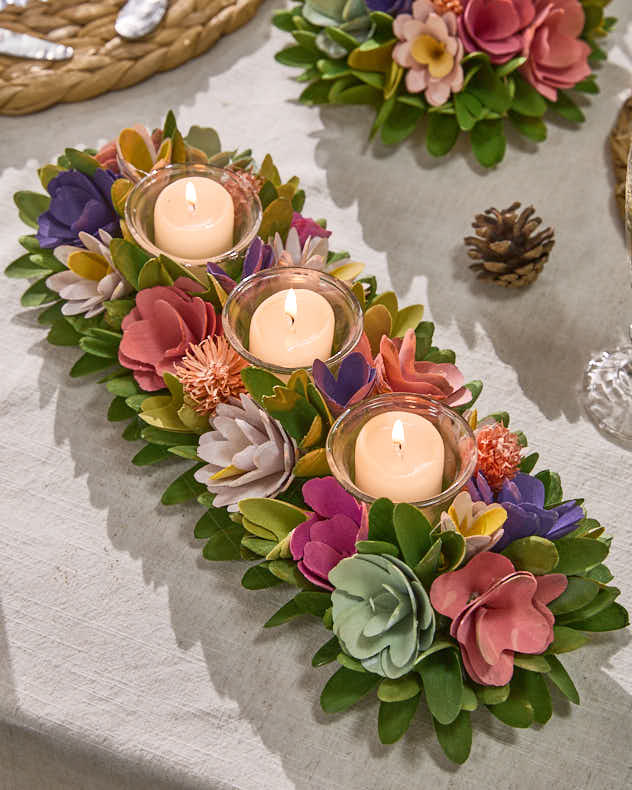 Bougeoirs triples à fleurs Camerton