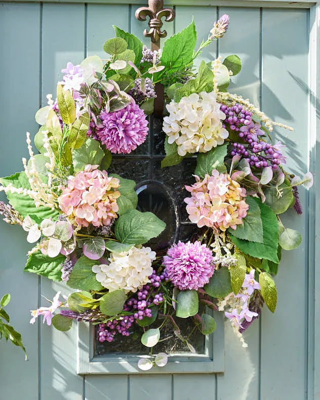 Pink & Purple & White & Green Wreaths - Morea Purple Floral Wreath 60cm
