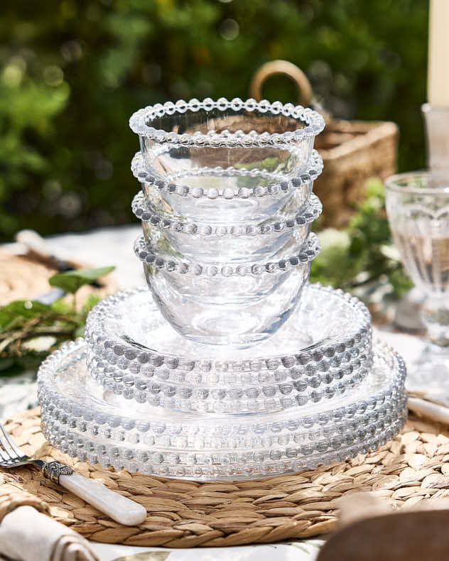 Clear Glass Dinnerware Sets - 12 Piece Bella Perle Dinner Set