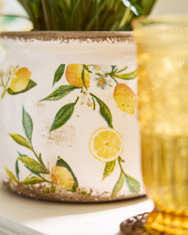 Ravello Lemon Print Fluted Planter