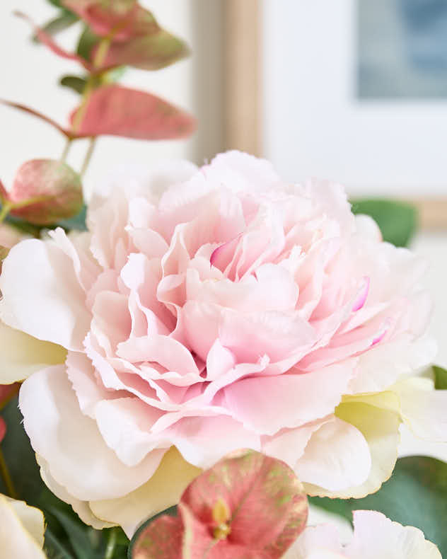 Faux Pink Roses in Glass Vase