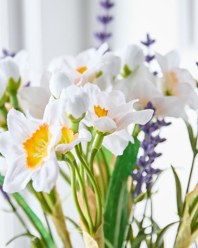 Faux Lavender and Narcissus Bunch