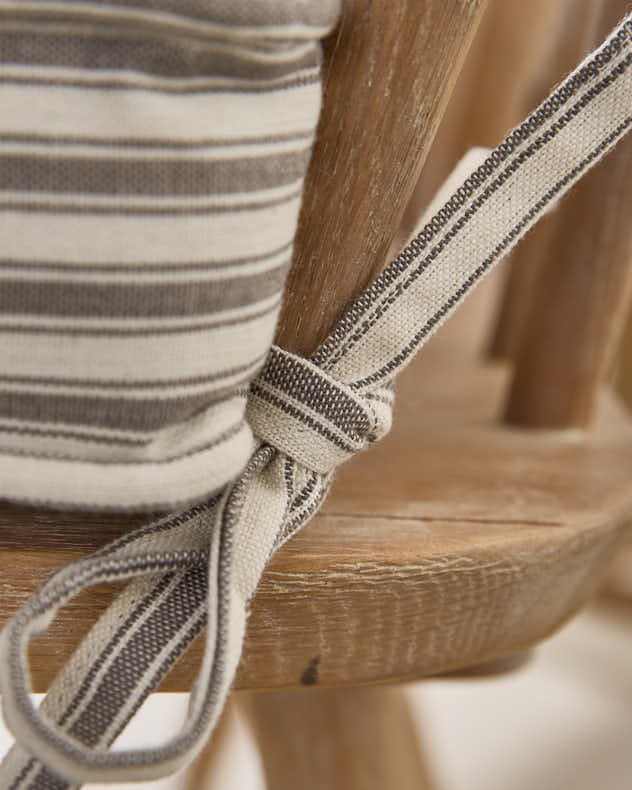 Set of 2 Pyreneés Grey Stripe Indoor Seat Cushions