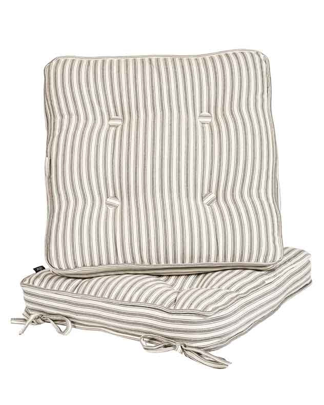 Set of 2 Pyreneés Grey Stripe Indoor Seat Cushions