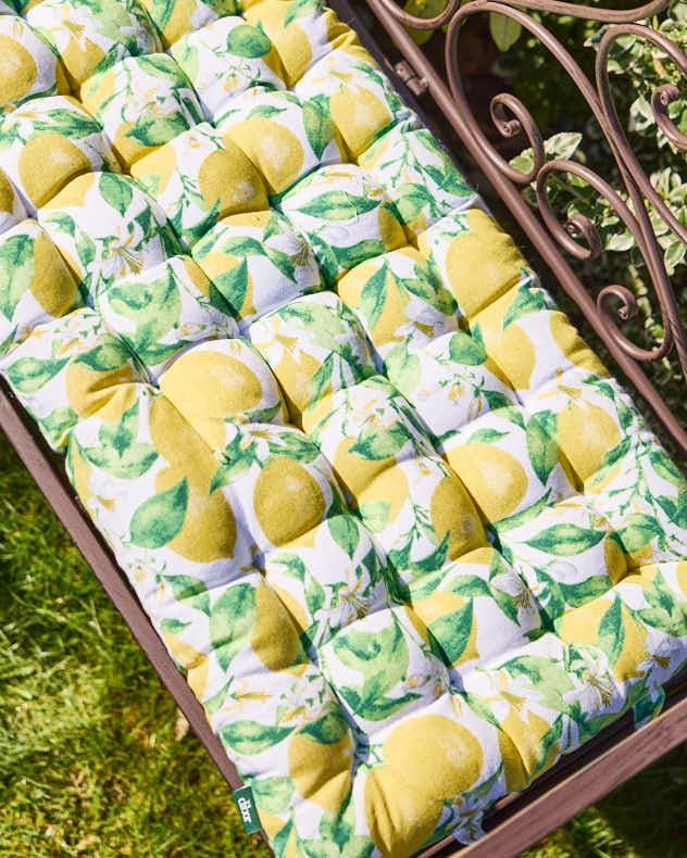 Garden Bench Cushion - Lemon Patterned Bench Mattress