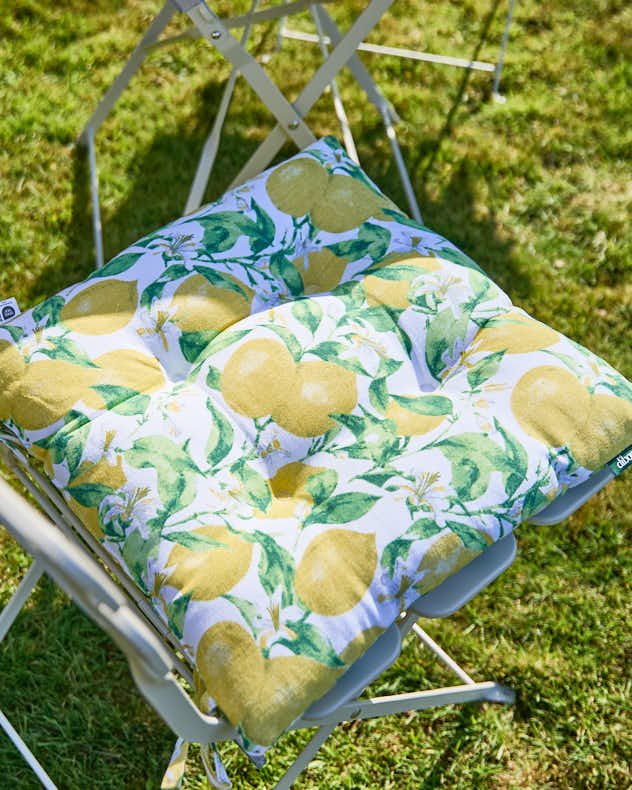 Set Of 2 Lemon Patterned Outdoor Seat Pads