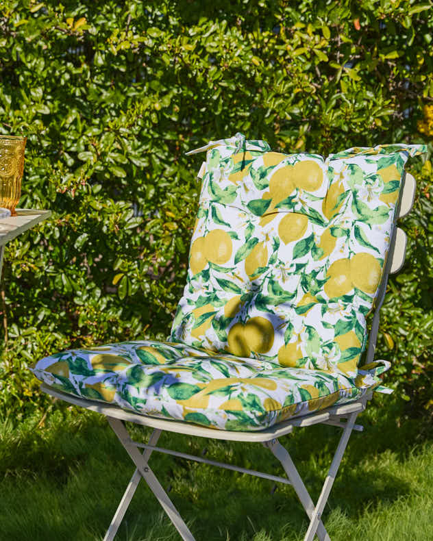Set Of 2 Lemon Patterned Outdoor Seat Pads