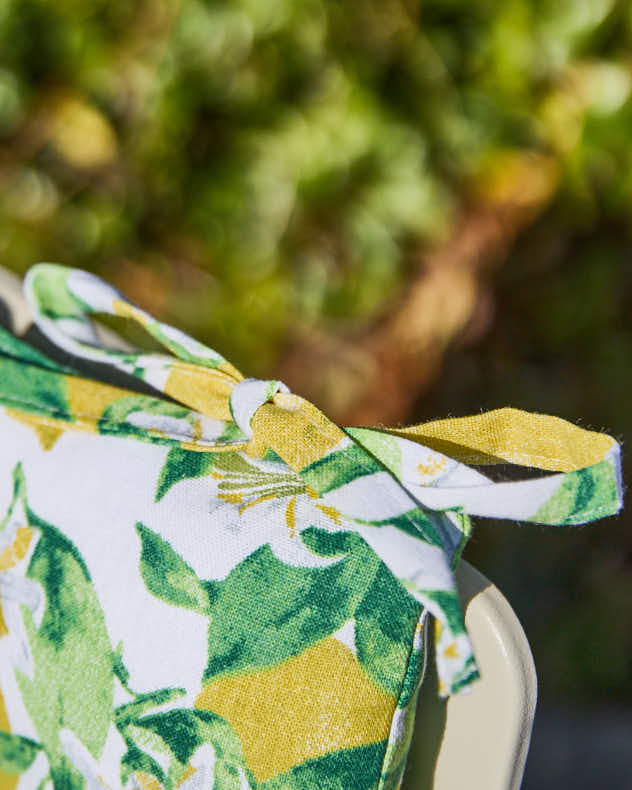 Set Of 2 Lemon Patterned Outdoor Seat Pads