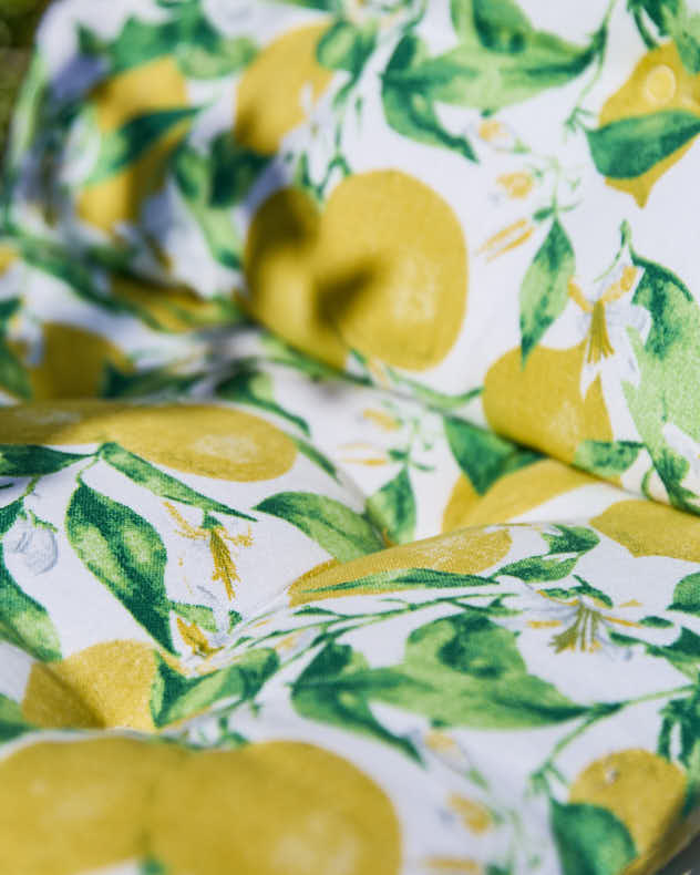 Set Of 2 Lemon Patterned Outdoor Seat Pads