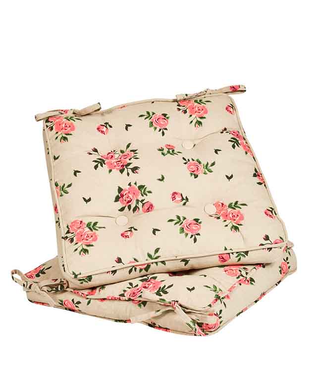 Set of 2 Vintage Rose Indoor Seat Cushions