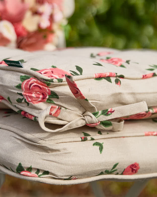Seat Pads - Set of 2 Vintage Rose Garden Seat Cushions