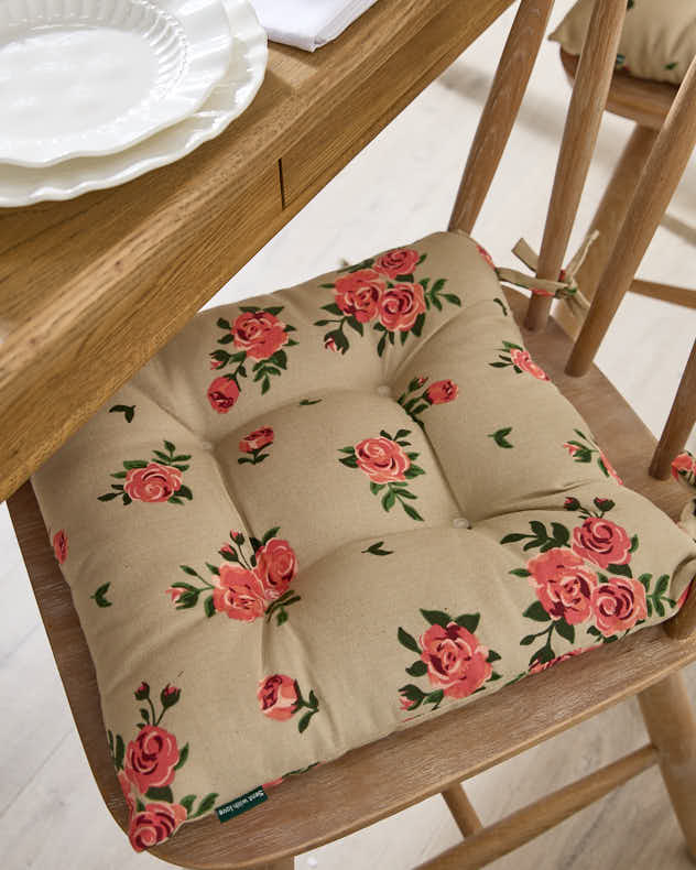Set of 2 Vintage Rose Indoor Seat Pads