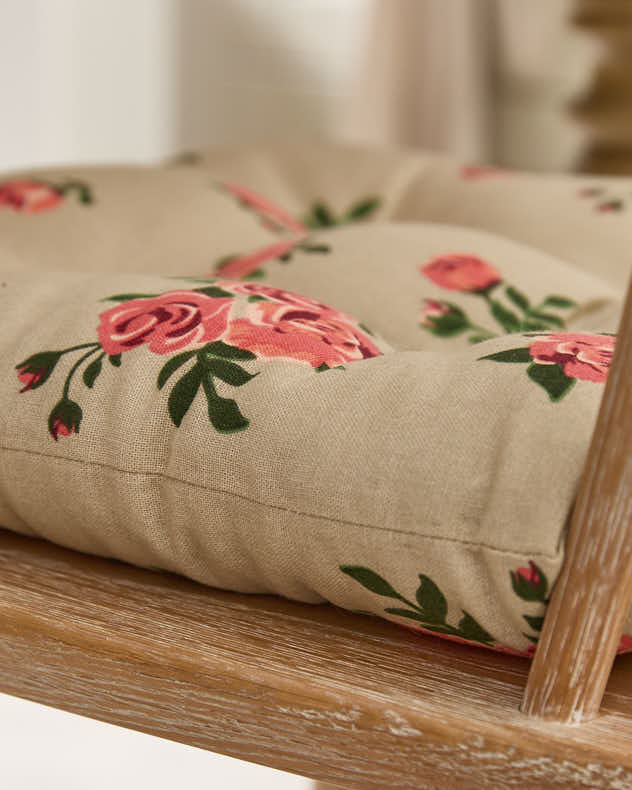 Set of 2 Vintage Rose Indoor Seat Pads