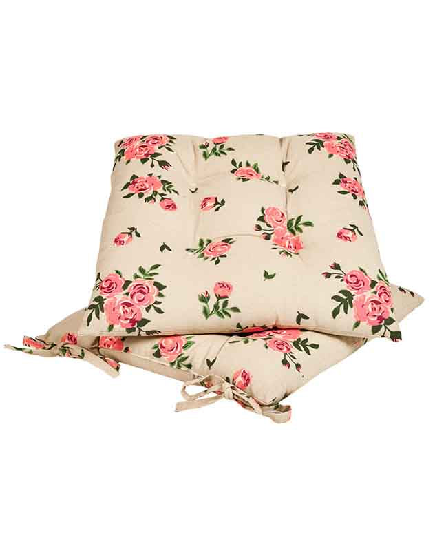 Set of 2 Vintage Rose Indoor Seat Pads